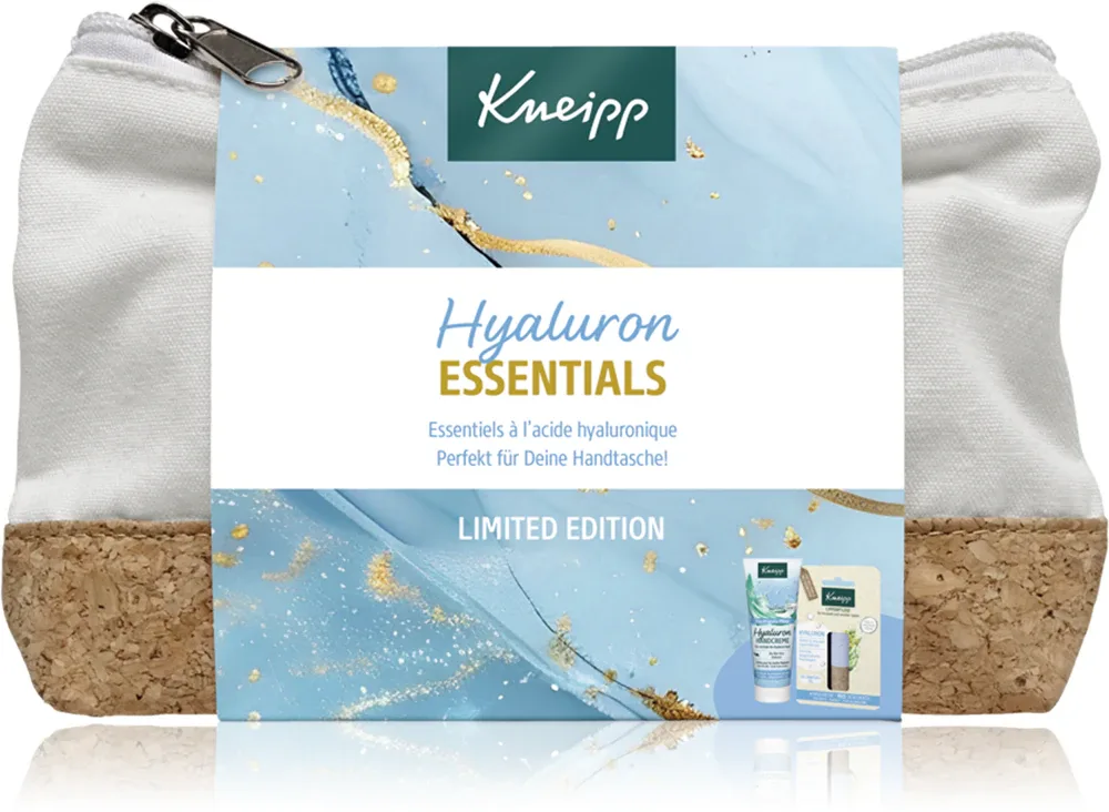 Набор подарочный Kneipp Hyaluron Essentials: крем для рук и бальзам для губ, с косметичкой