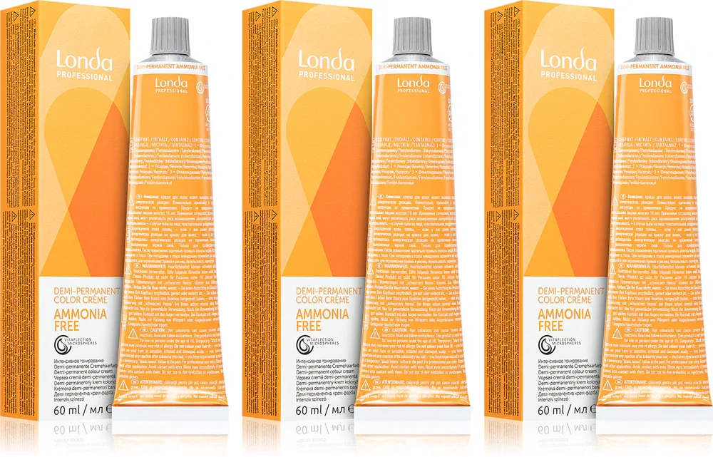 Краска для волос Londa Professional Demi-Permanent Color демиперманентная, кремовая, 3 шт. по 60 мл, оттенок 7/43