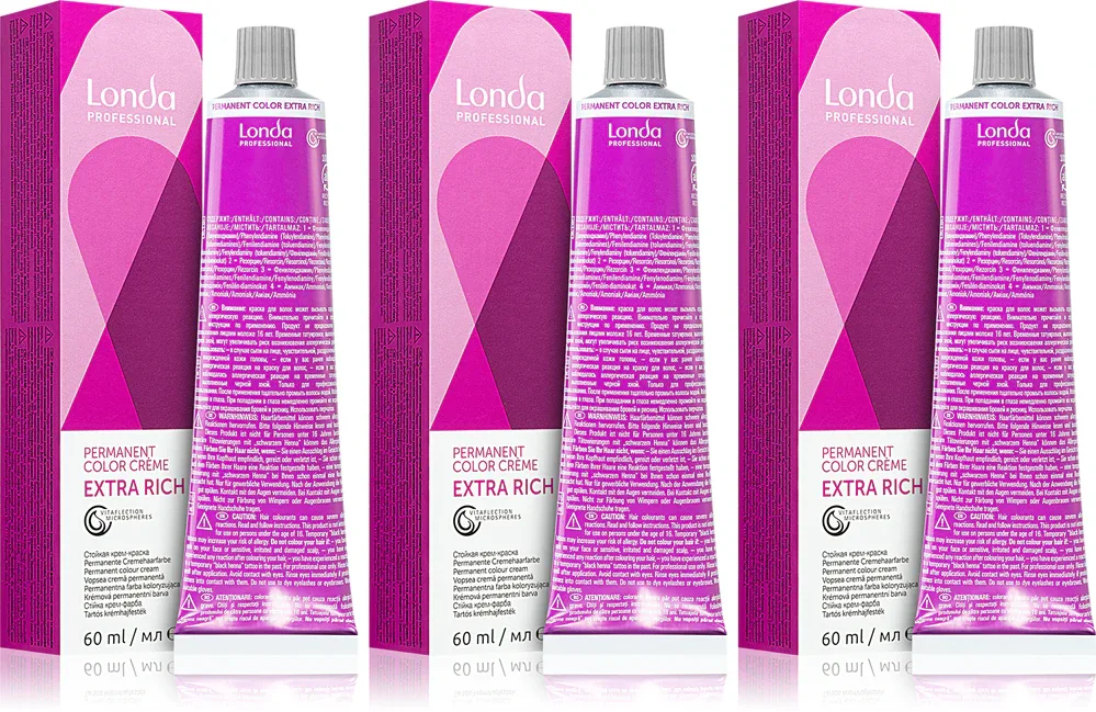 Краска для волос Londa Professional Permanent Color Extra Rich стойкая, для закрашивания седины, 3 шт. по 60 мл, оттенок 8/44