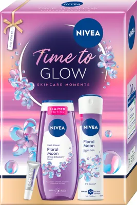 Набор косметики NIVEA Time to Glow подарочный, для ухода за телом и губами