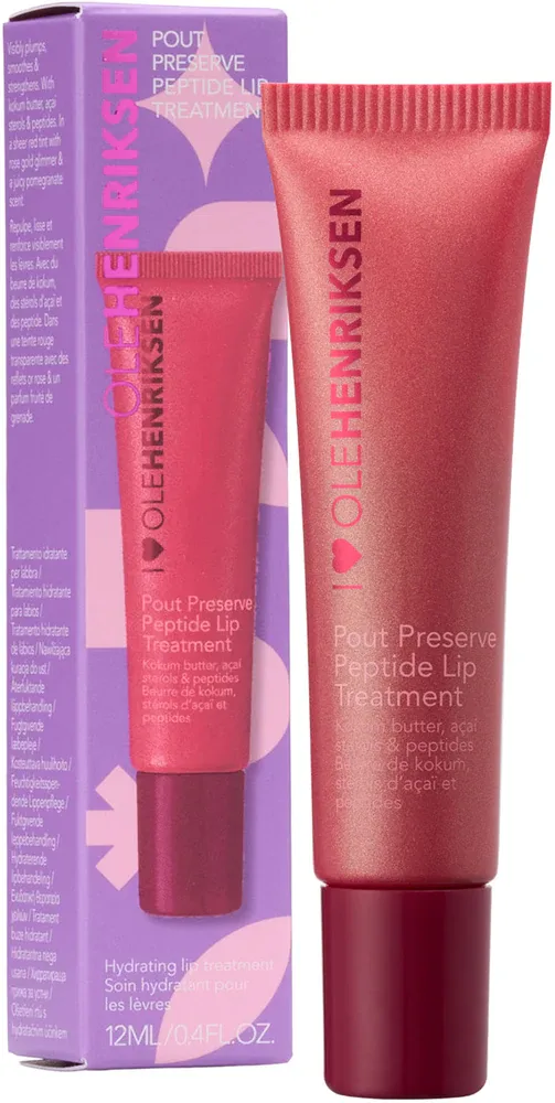 Блеск для губ OLEHENRIKSEN Pout Preserve Peptide Lip Treatment увлажняющий, с пептидами, 12 мл, оттенок Pomegranate Fizz Glimmer