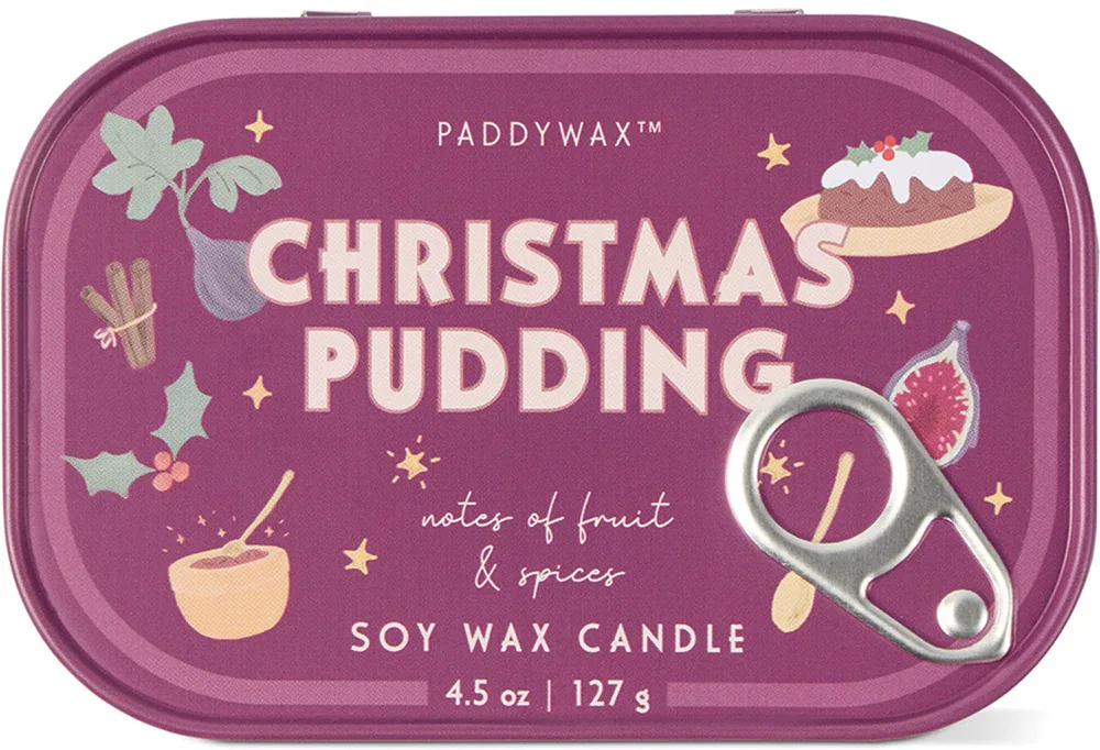 Свеча ароматическая Paddywax Bistro Tin Christmas Pudding, из соевого воска, 127 г