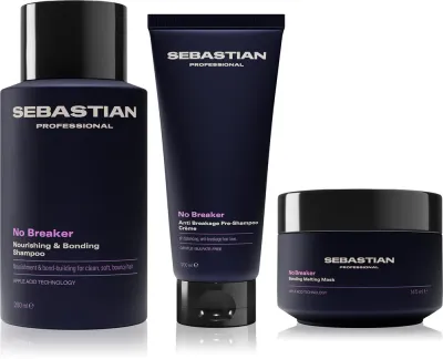 Набор для волос Sebastian Professional No.Breaker Bundle для укрепления волос, средство перед мытьём, шампунь и маска, 3 шт