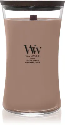 Свеча ароматическая Woodwick Crystal Ginger с деревянным фитилём, согревающий пряный аромат