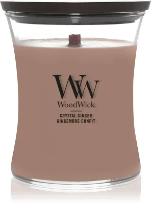 Свеча ароматическая Woodwick Crystal Ginger с деревянным фитилём, согревающий пряный аромат, z drewnianym knotem 275 г