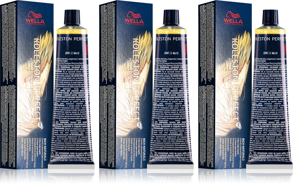 Набор стойкой краски для волос Wella Professionals Koleston Perfect ME+ Rich Naturals, 3 × 60 мл, оттенок 6/3