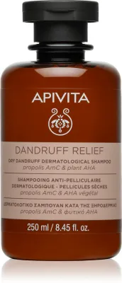 Шампунь против перхоти Apivita Dandruff Relief Dry Dandruff Dermatological Shampoo, с прополисом, для сухой кожи головы
