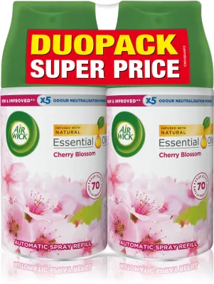 Освежитель воздуха Air Wick Freshmatic Cherry Blossom, цветочный свежий аромат, 2 × 250 мл DUO