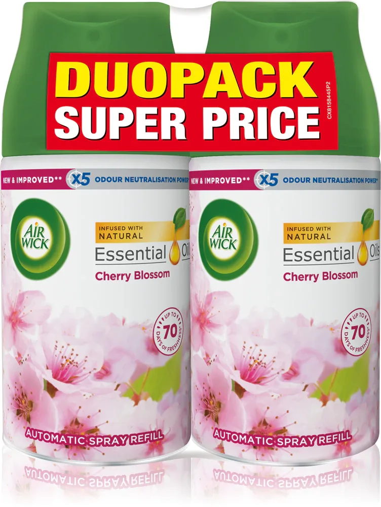 Освежитель воздуха Air Wick Freshmatic Cherry Blossom, цветочный свежий аромат, 2 × 250 мл DUO