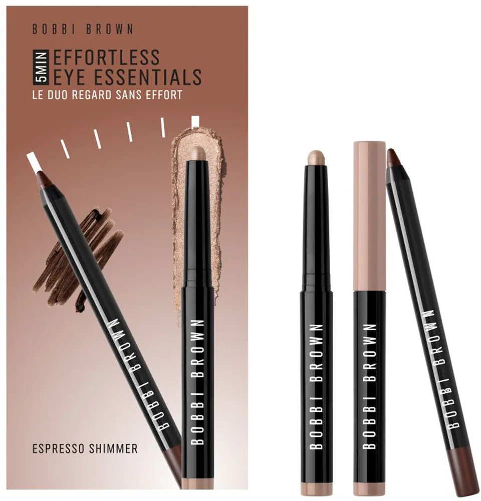 Набор для макияжа глаз Bobbi Brown Holiday Effortless Eye Essentials, тени-карандаш и водостойкий карандаш каял, 1 шт, оттенок Espresso Shimmer