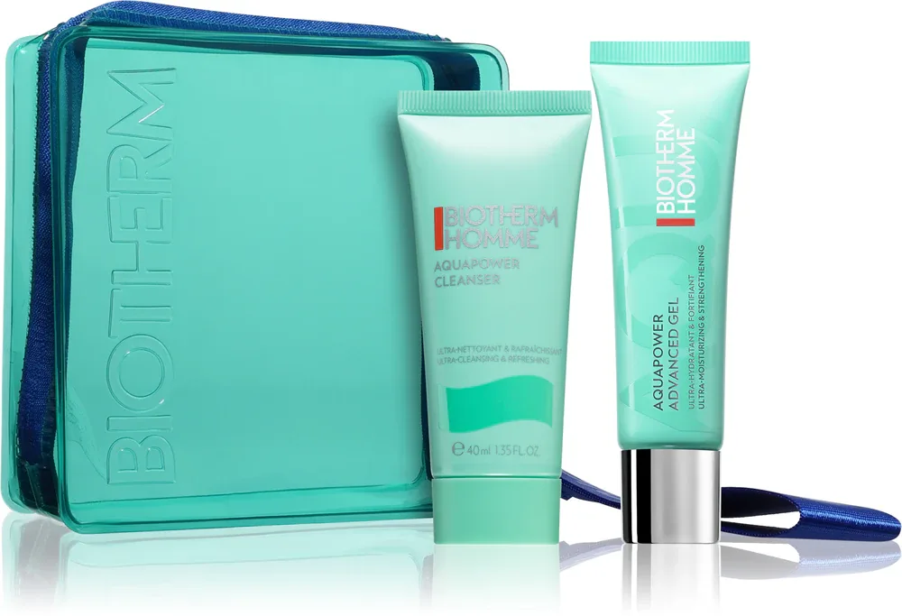 Набор косметики для лица Biotherm The Nano Set Aquapower мужской, подарочный, очищающий и увлажняющий гели