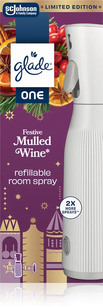 Освежитель воздуха GLADE ONE Festive Mulled Wine, с ароматом праздничного глинтвейна, 10 мл