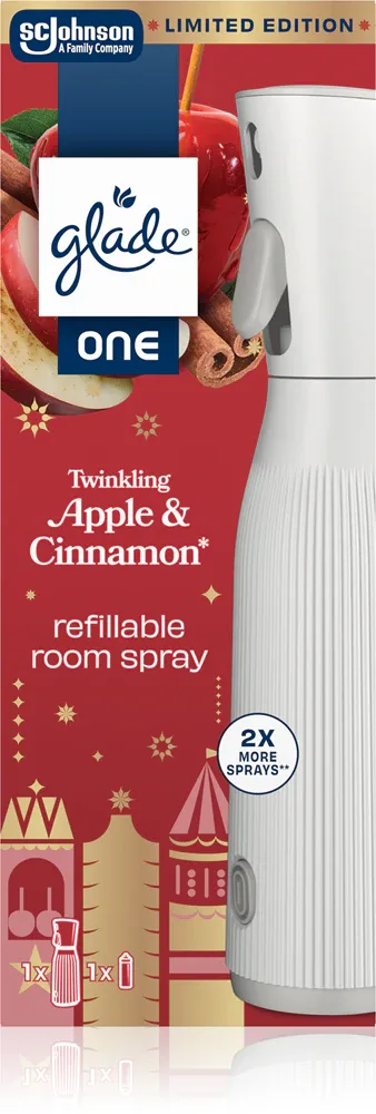 Освежитель воздуха GLADE ONE Twinkling Apple Cinnamon, с ароматом яблока и корицы, 10 мл