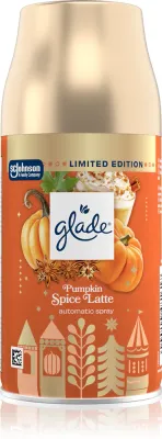 Автоматический освежитель воздуха GLADE Automatic Pumpkin Spice Latte, согревающий праздничный аромат, 269 мл