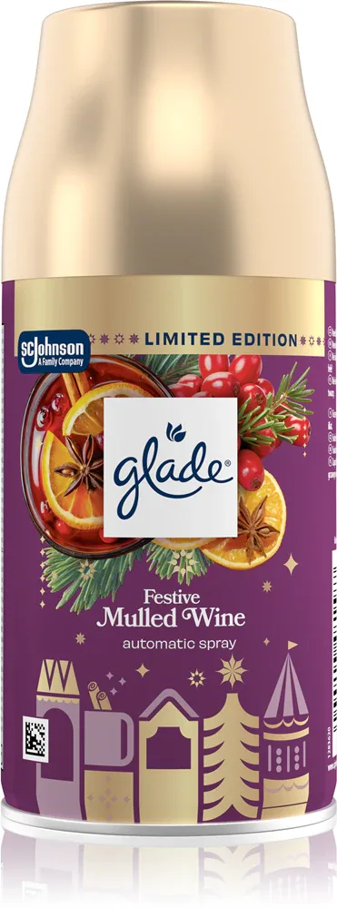 Автоматический освежитель воздуха GLADE Automatic Festive Mulled Wine, с ароматом праздничного глинтвейна, 269 мл