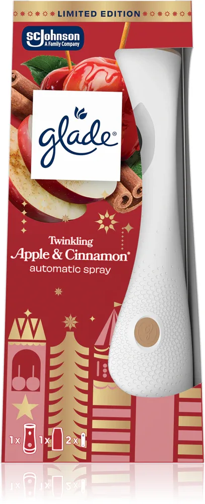 Автоматический освежитель воздуха GLADE Automatic Spray Twinkling Apple Cinnamon, с ароматом яблока и корицы, 269 мл