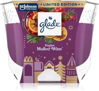 Ароматическая свеча GLADE Festive Mulled Wine, согревающий праздничный аромат
