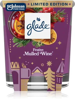 Ароматическая свеча GLADE Festive Mulled Wine, согревающий праздничный аромат, 112 г