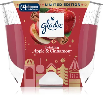 Ароматическая свеча GLADE Twinkling Apple Cinnamon, с ароматом яблока и корицы, 204 г