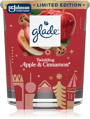Ароматическая свеча GLADE Twinkling Apple Cinnamon, с ароматом яблока и корицы, 112 г