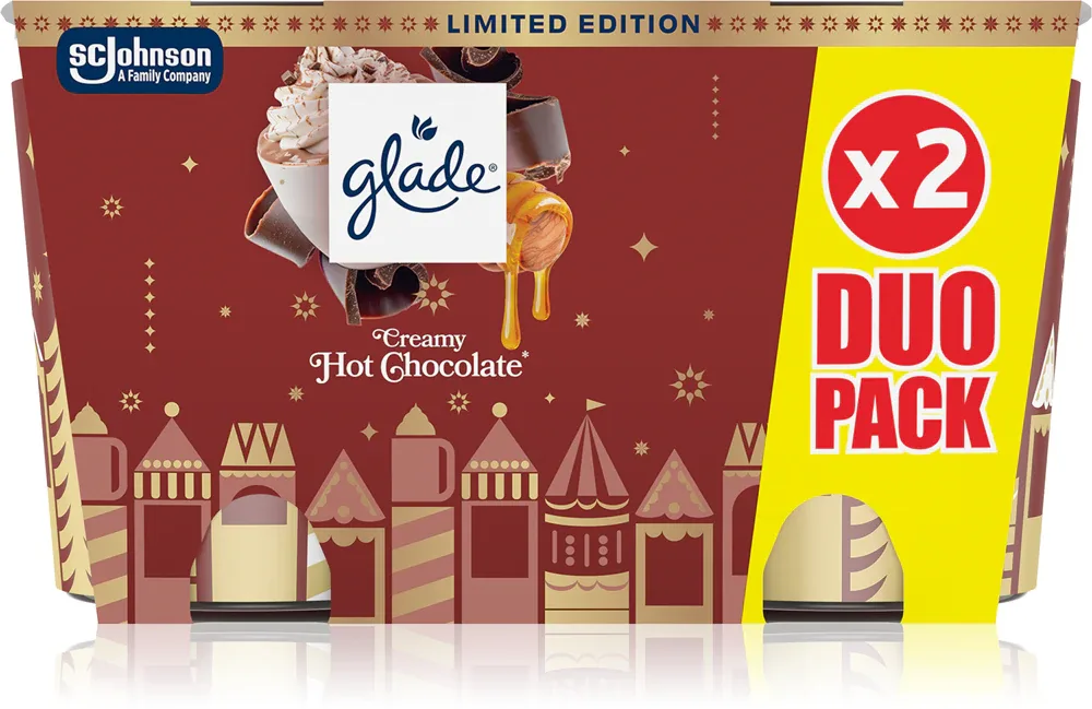 Набор ароматических свечей GLADE Creamy Hot Chocolate, подарочный, 2 × 112 г