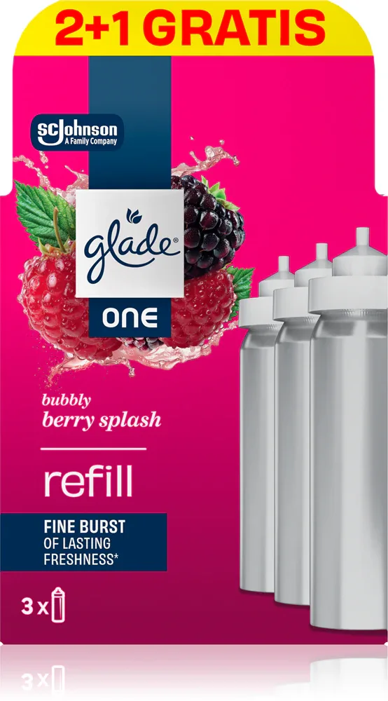Освежитель воздуха GLADE ONE Bubbly Berry Splash, с ягодным ароматом, 3 × 10 мл