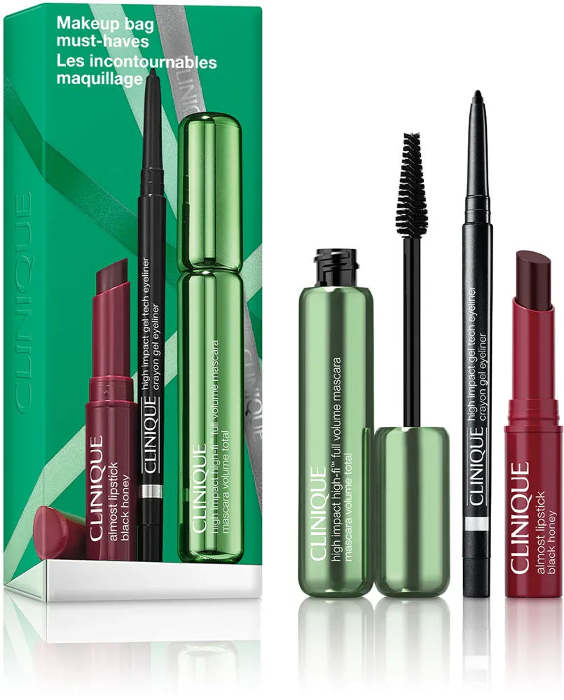 Подарочный набор Clinique Holiday Make-up Bag Must-Haves Set с тушью, подводкой и бальзамом для губ
