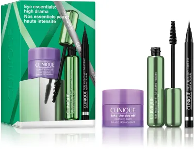 Подарочный набор Clinique Holiday Eye Essentials: High Drama Set с тушью, жидкой подводкой и средством для снятия макияжа