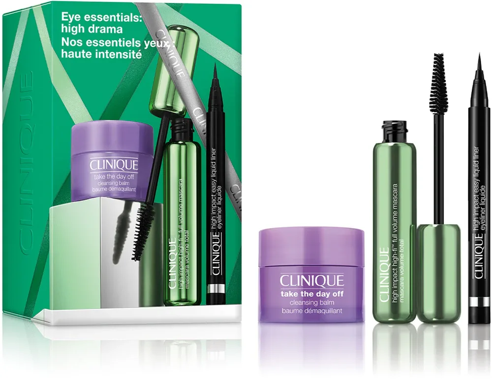 Подарочный набор Clinique Holiday Eye Essentials: High Drama Set с тушью, жидкой подводкой и средством для снятия макияжа
