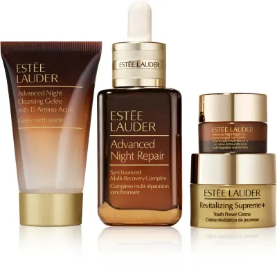 Estée Lauder Holiday Nightly Renewal - Набор косметики для лица Estee Lauder Holiday Nightly Renewal с сывороткой, гелем для умывания, дневным кремом и кремом для век, 1 шт