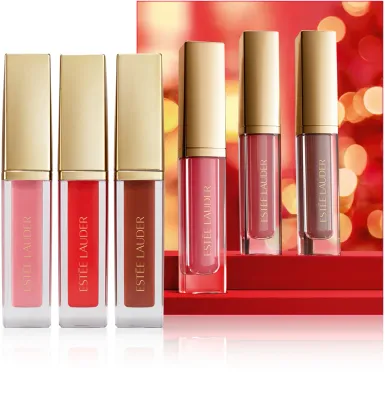 Estée Lauder Holiday Suite Kisses Glossy Pout Mini Lip Oil Trio - Набор блесков для губ Estee Lauder Holiday Suite Kisses Glossy Pout Mini Lip Oil Trio увлажняющих, 3 × 3,6 мл, 1 шт