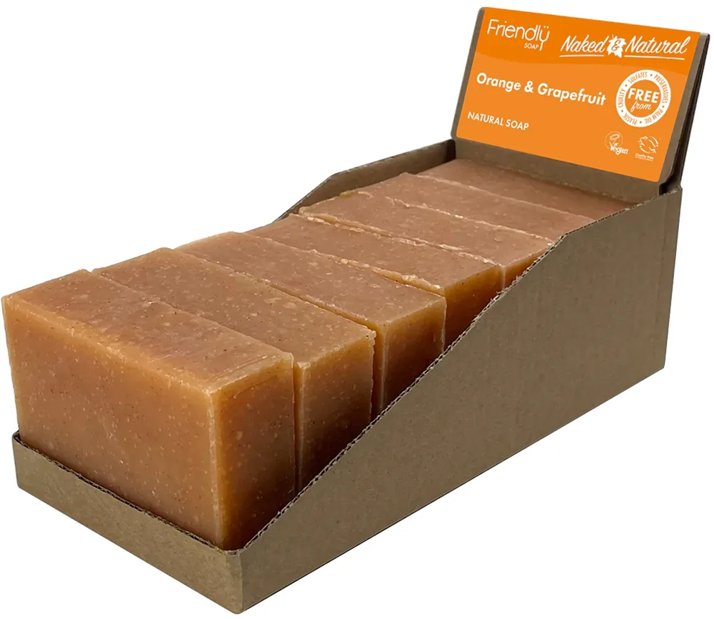 Мыло твёрдое Friendly Soap Natural Soap Orange Grapefruit с апельсином и грейпфрутом, с маслом ши, 7 x 95 г