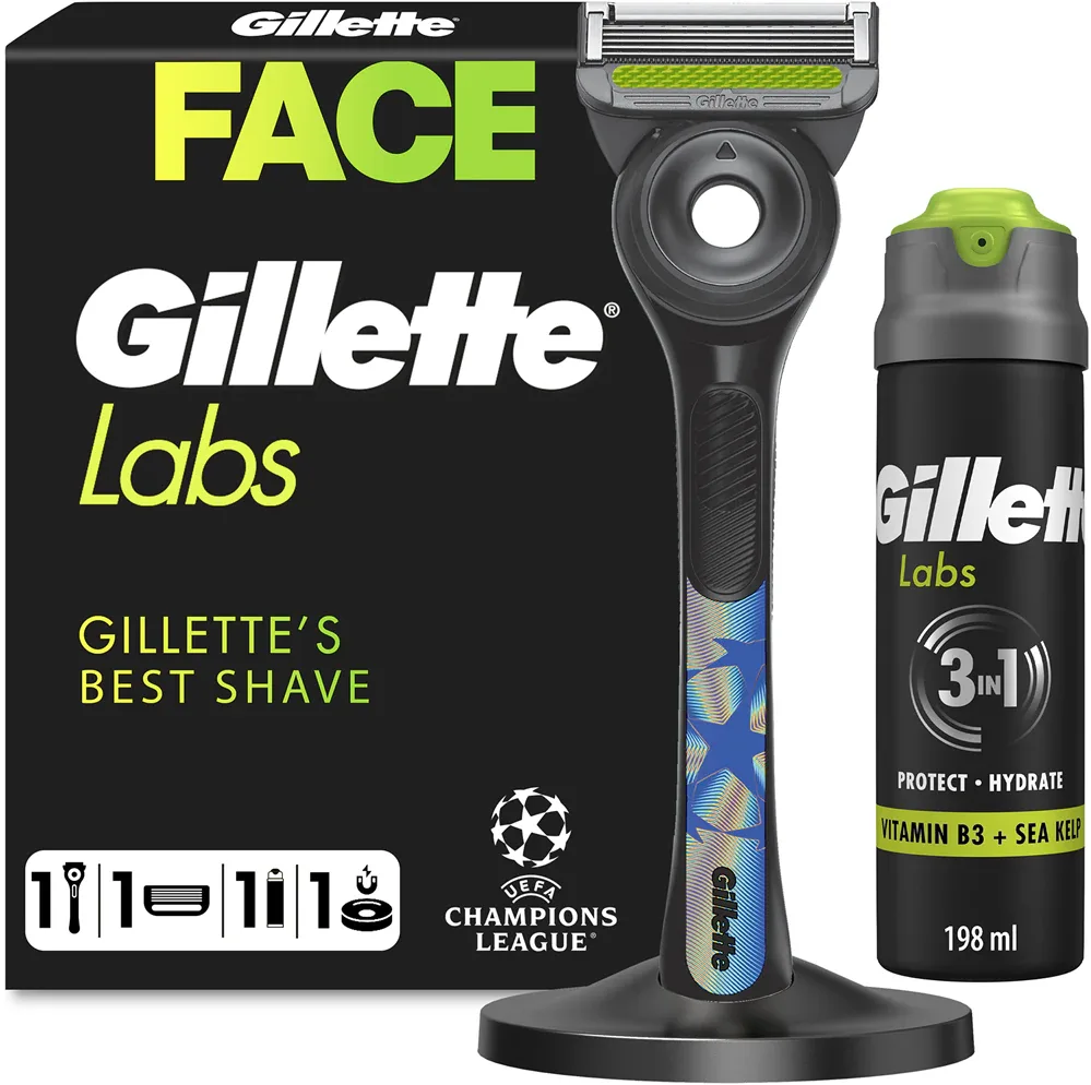 Подарочный набор для бритья Gillette Labs Champions League Gift Set бритва, крем 3 в 1 и подставка