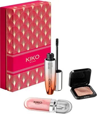 Подарочный набор KIKO Milano Twist 'N Twinkle Holiday Holly Jolly Trio тушь, блеск для губ и кремовые тени