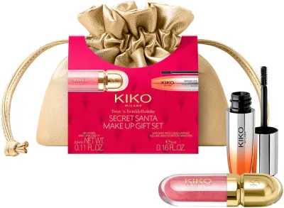 Подарочный набор KIKO Milano Twist 'N Twinkle Holiday Secret Santa мини-тушь и мини-блеск для губ, с косметичкой