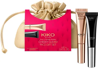 Подарочный набор KIKO Milano Twist 'N Twinkle Holiday Cheeky Gleam жидкий хайлайтер и румяна, с косметичкой