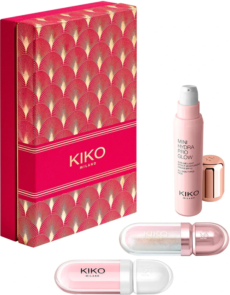 Подарочный набор KIKO Milano Twist 'N Twinkle Holiday My Pocket Allies масло для губ, крем для губ и крем для лица, мини mini