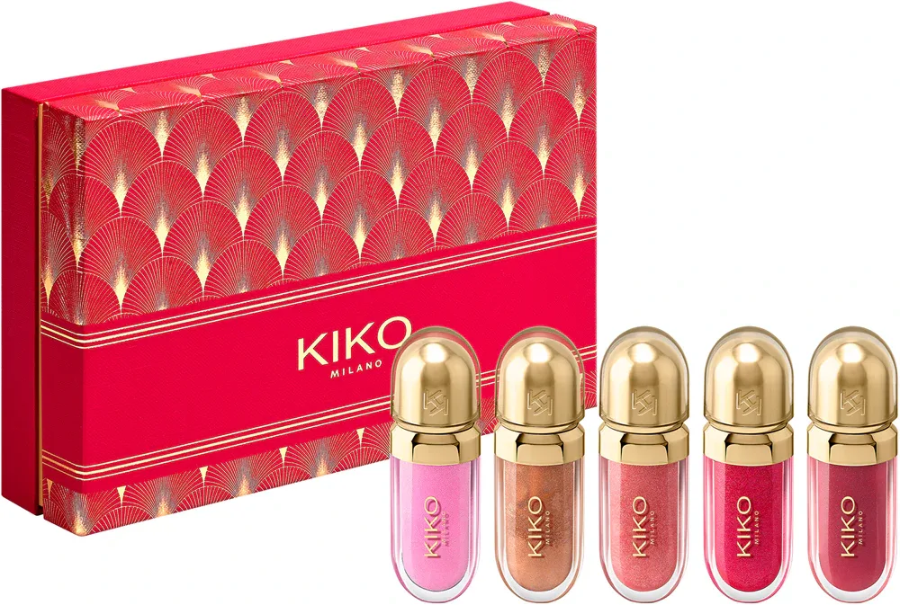Блеск для губ KIKO Milano Twist 'N Twinkle Holiday The Fabulous 5 Mini с высоким блеском, увлажняющий, 17,5 мл mini