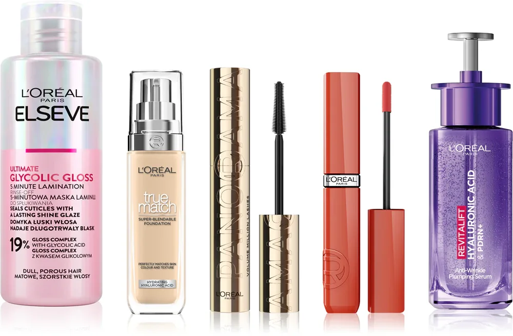 L’Oréal Paris Le Défilé - Набор косметики L’Oreal Paris Le Defile маска для волос, тональный крем, тушь, помада и сыворотка, 5 шт, 5 шт