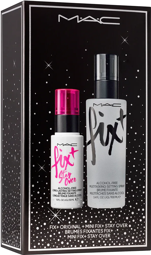 Набор спреев для фиксации макияжа MAC Cosmetics Holiday Meld + Lick Fix+ Duo увлажняющие, 100 мл и 30 мл