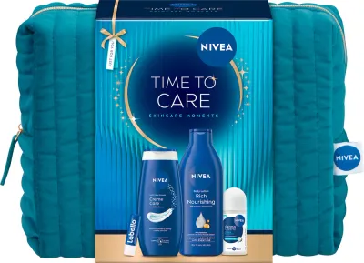 Набор косметики для тела NIVEA Time to Care подарочный, молочко для тела, гель для душа, антиперспирант