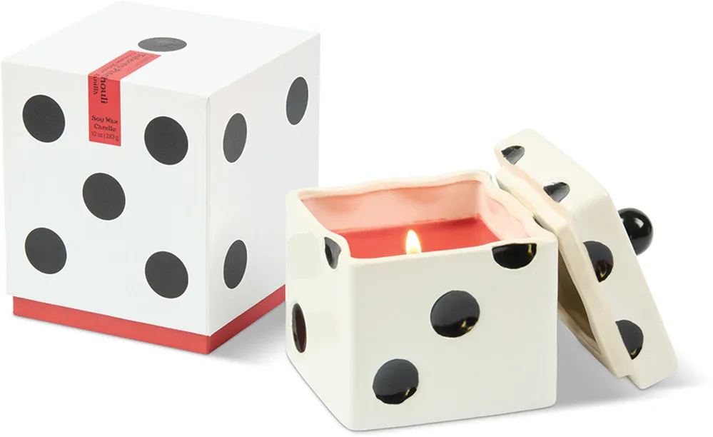 Ароматическая свеча Paddywax Lucky Dice Tobacco Patchouli, согревающий аромат, с соевым воском, 283 г