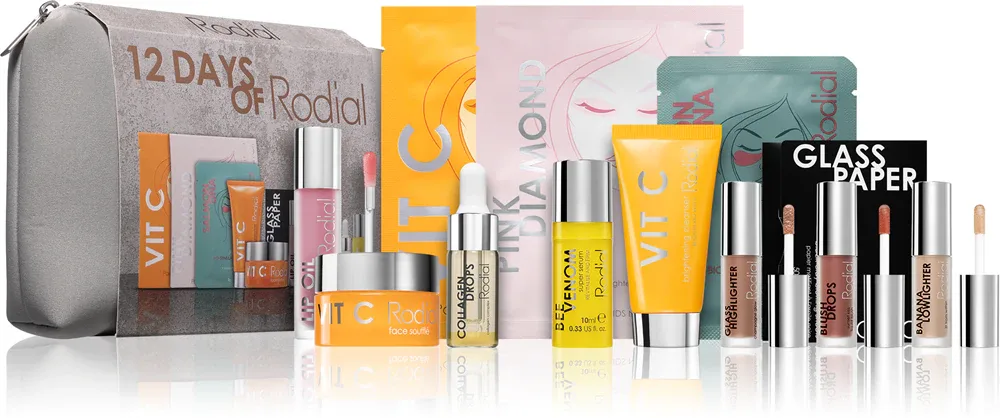 Набор косметики Rodial 12 Days of Rodial Glow подарочный, с мини-версиями средств для лица и губ