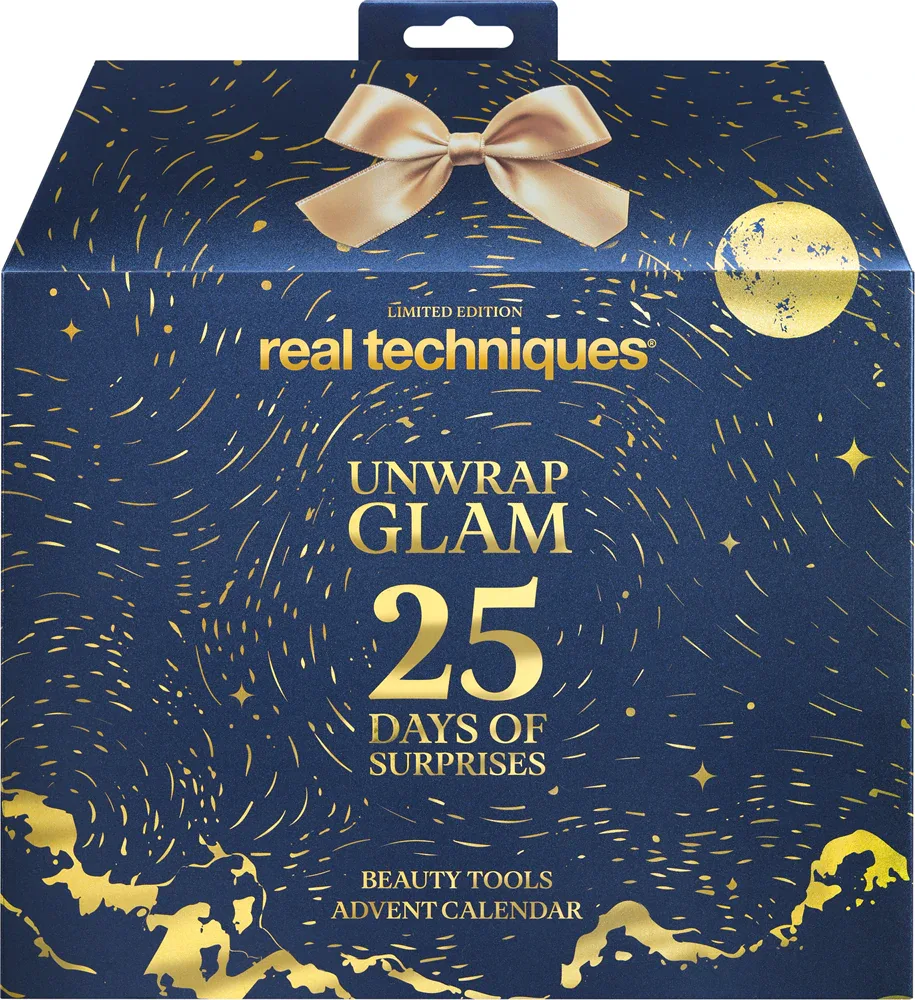 Адвент-календарь Real Techniques Unwrap Glam 25 Days of Suprises с кистями и спонжами для макияжа, 25 шт