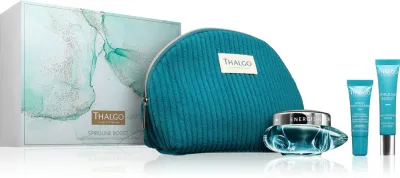 Набор косметики Thalgo Spiruline Boost Collection подарочный, сыворотка, крем-гель и гель для глаз, с косметичкой