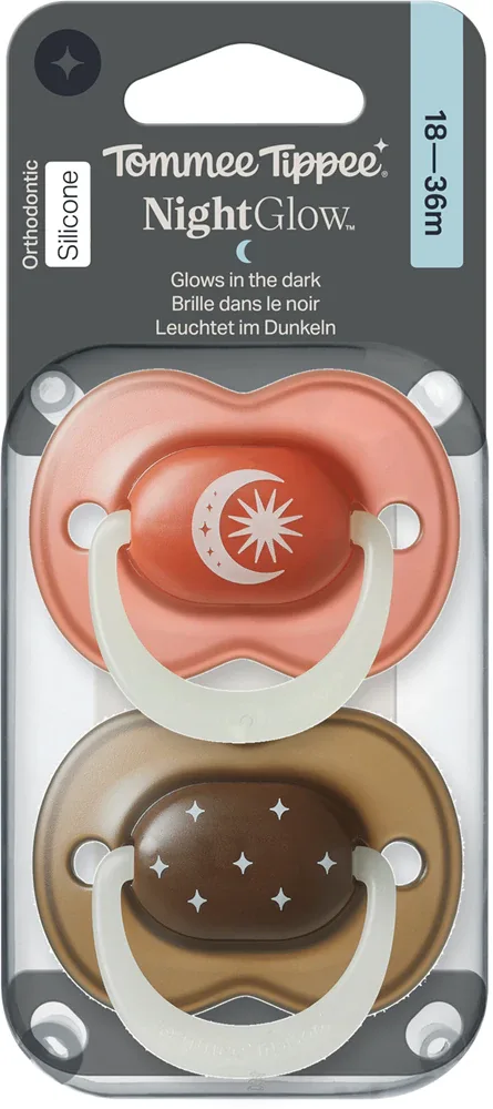 Пустышка Tommee Tippee NightGlow Soother 18-36m ортодонтическая, светится в темноте, 18-36 месяцев, 2 шт