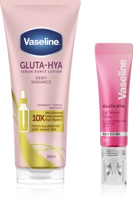 Набор Vaseline Gluta-Hya сыворотка для тела Dewy Radiance и бальзам для губ Lip Serum SPF 15, 200 мл и 10 мл