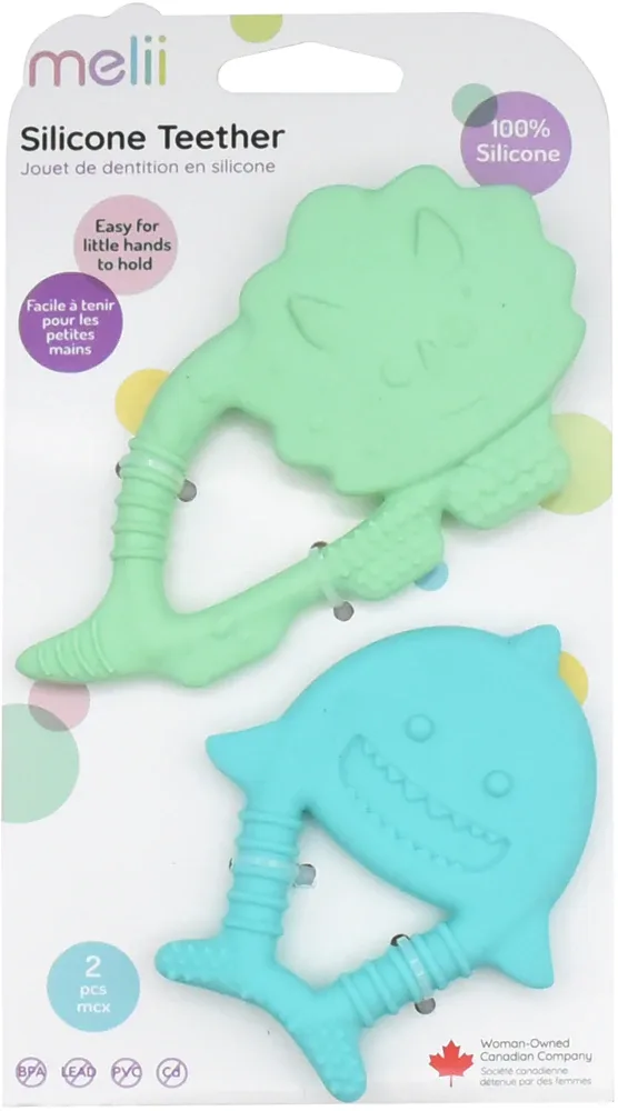 Прорезыватель для зубов Melii Teethers силиконовый, удобный для маленьких ручек, 2 шт