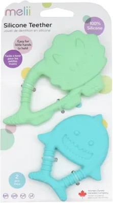 Прорезыватель для зубов Melii Teethers силиконовый, удобный для маленьких ручек, 2 шт
