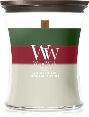 Свеча ароматическая Woodwick Trilogy Holiday Garland, z drewnianym knotem 275 г